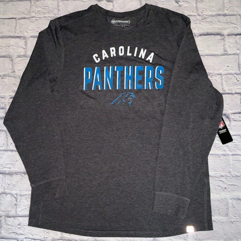 NFL 27 Forward Carolina Panthers Long Sleeve NWT Shirt Sz XL Cotton Poly Blend